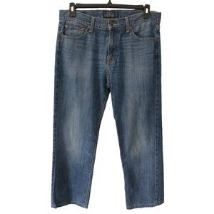 Lucky Brand Women's 221 Original Straight Jeans Blue Logo Cropped - Size 34x27.5